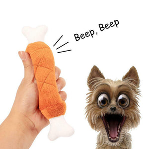 Pet Bones Plush Sound Chew Throw Toys Dog Puppy Squeaky Interactive Toy - Ganesa Trading Inc.