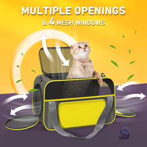 Cat Carrier Bag, Soft-Sided Pet Carrier Airline Approved, Durable Pet Travel Carrier with Fleece Pad for Cats, Puppy and Small Animals - Ganesa Trading Inc.