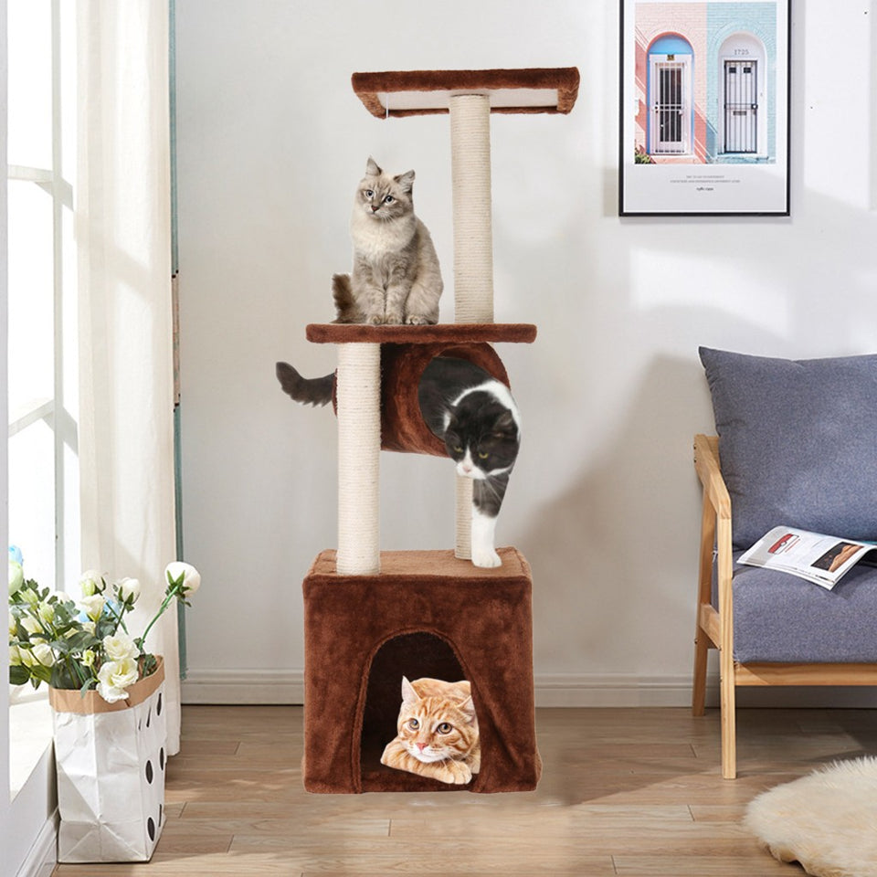 Cat Tower Kittens Pet Play House Cat Activity Tree Condo Scratching Sisal Post - Ganesa Trading Inc.