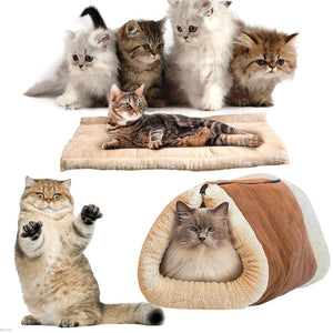 New Comfortable Pet Cat Bed Foldable Snooze Tunnel Mat Winter Warm Cats Dogs Blanket Kennel Crate Cage Shack House Pets Supplies - Ganesa Trading Inc.
